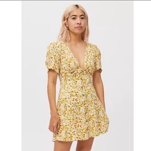 UO Bettie Twist-Front Mini Dress Orange